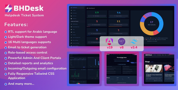 BHDesk | Complete Helpdesk & Support Ticket Management System - Angular 19 & ASP.Net Core 8