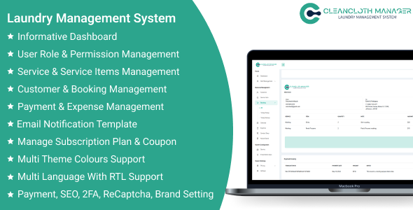 CleanCloth Manager SaaS - Laundry Management System