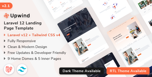 Upwind - Laravel 12 Landing Page Template