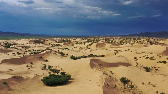 Aerial View of the Sand Dunes in Mongolia