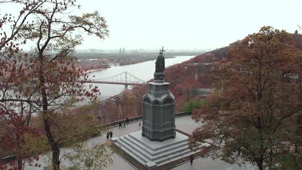 Monument To Volodymyr the Great. Kyiv. Ukraine. Aerial View