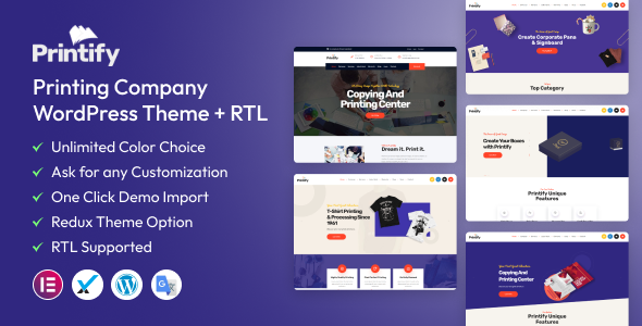 Printify - Printing Company WordPress Theme + RTL