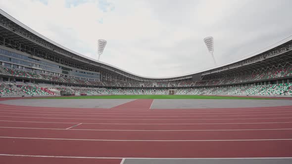 Architecture of Sports Facilities View of an Empty Football Stadium Sports Facility for the Olympic