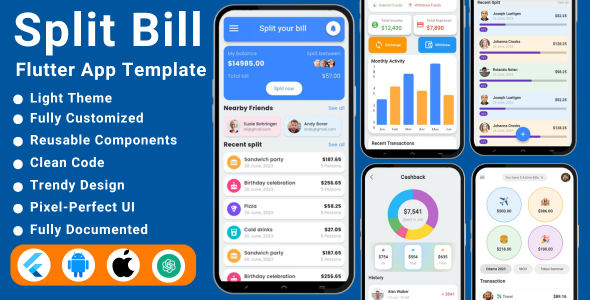 Ai-Powered Split Bill Flutter Mobile App Template | Split payment Flutter App