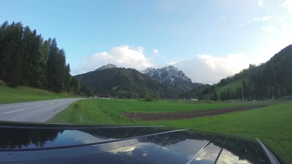 Tourist Filming Timelapse of Mountain Cloudscape on Sunny Summer Day, Tourism