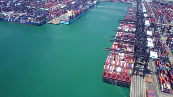 Top view of Kwai Tsing Container Terminals in Hong Kong