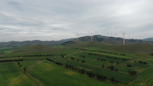 Wind power generation on grassland in Inner Mongolia
