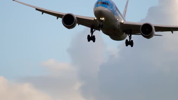 Widebody Aircraft Approaching Over Ocean