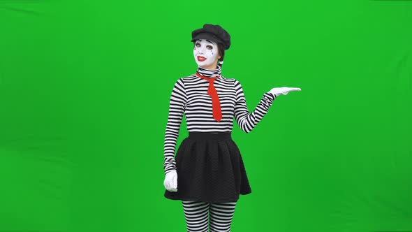 Mime Girl Acting Like There Something in Hands