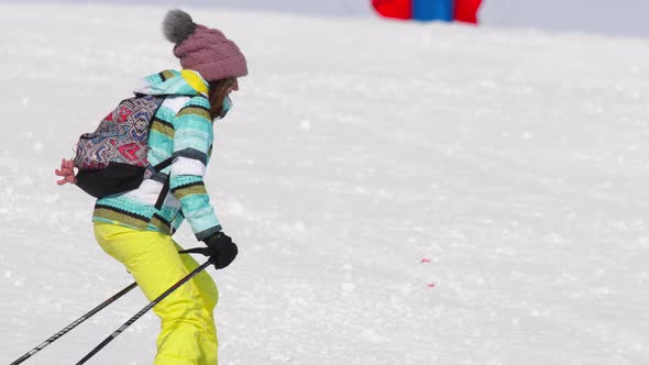 Amateur Skier Girl Downhill