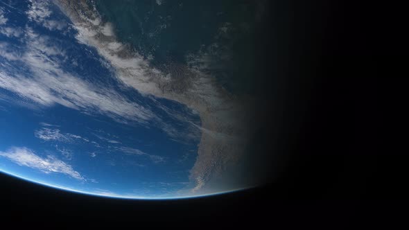 Spaceship Flies Over the Planet Earth alt