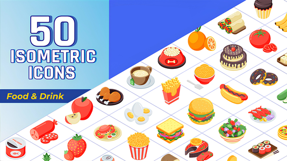 Isometric Icons Food and Drinks
