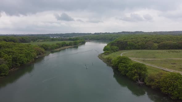 Drone footage of SUP Paddle Board and watersports on the river hamble