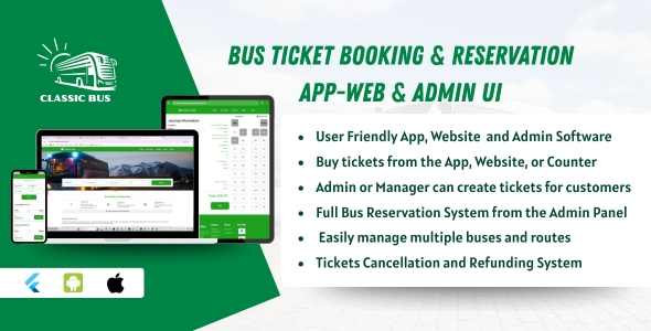 Bus Ticket Booking & Reservation App-Web & Admin Complete UI Template