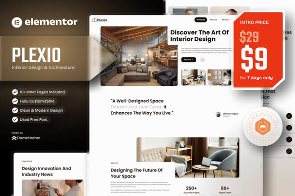 Plexio - Interior Design & Architecture Elementor Template Kit