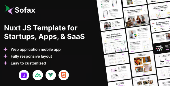 Sofax - Saas, Software & Startup Vue Nuxt JS Template