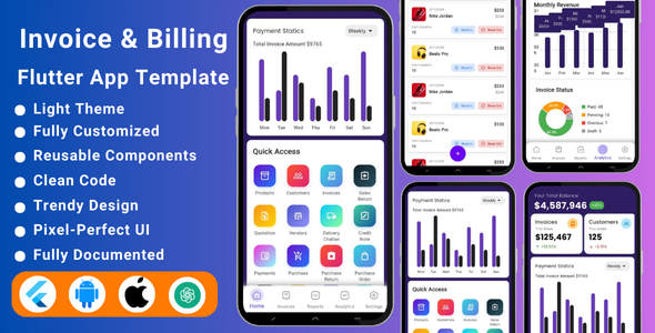 AI-Powered Invoice & Billing Management Flutter Template | Invoice Generator App