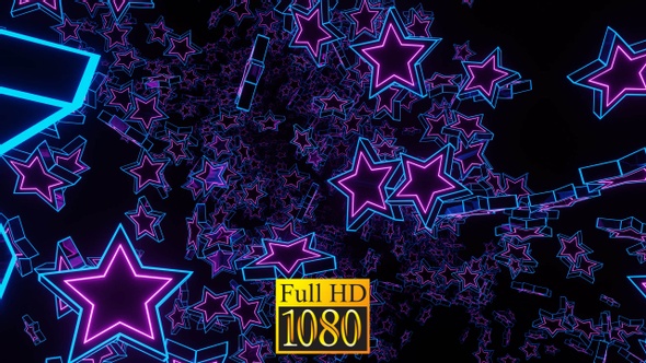 Twinkling Tunnel Neon Stars HD