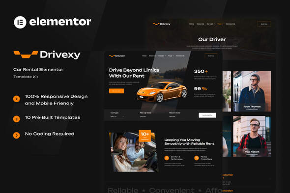 Drivexy - Car Rental Elementor Template Kit