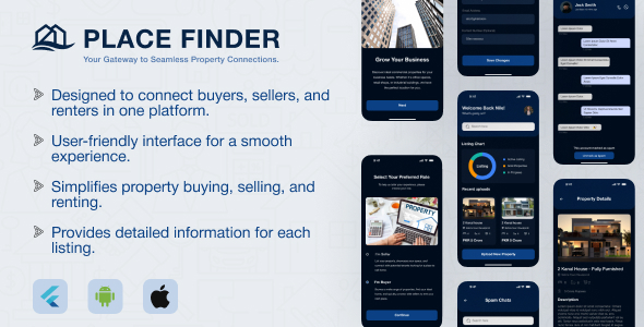 Place Finder – Complete Real Estate Buy, Sell & Rent App UI Kit in Flutter