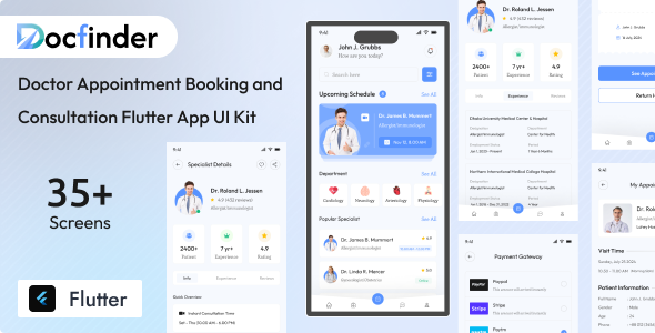DocFinder - Online Doctor Appointment Booking Flutter App UI Kit