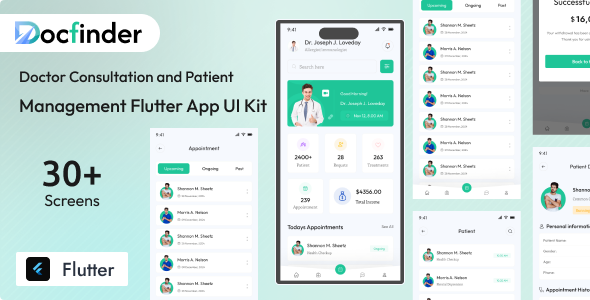 DocFinder  – Doctor Consultation & Patient Management Flutter App UI Kit