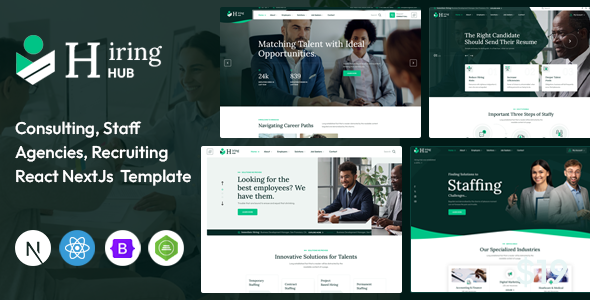Hiring Hub - Staffing Agencies React Next Js Template