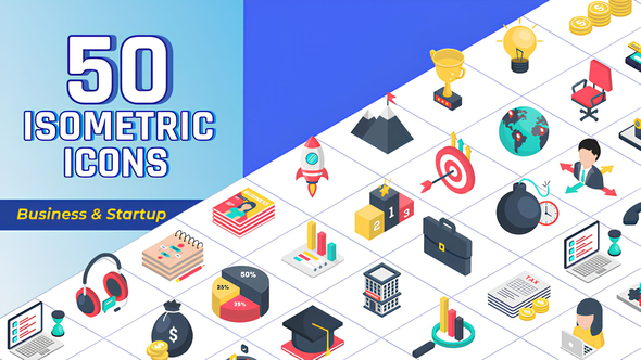 Isometric Icons Business and Startup