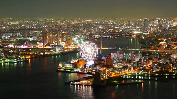 Time lapse of Building in Osaka skyline city in Japan