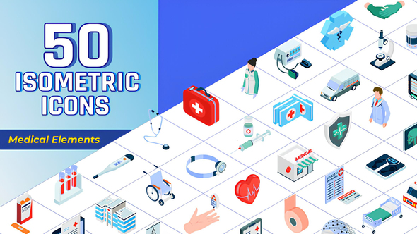 Isometric Icons Medical Elements