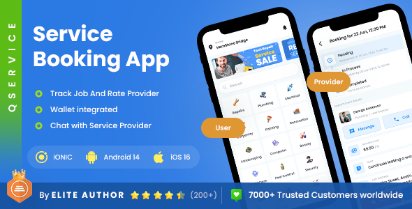 4 App Template| Service Booking|Home Service Provider| Professional Service Booking| Ionic8 Qservice