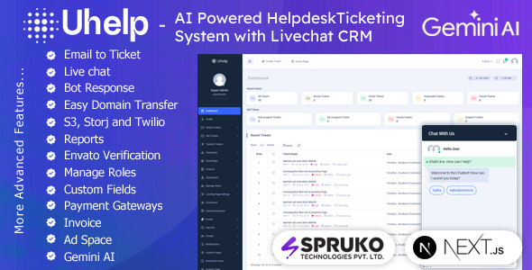 Uhelp – AI-Powered CRM Helpdesk & Customer Support Ticketing System with Live Chat (NextJS)