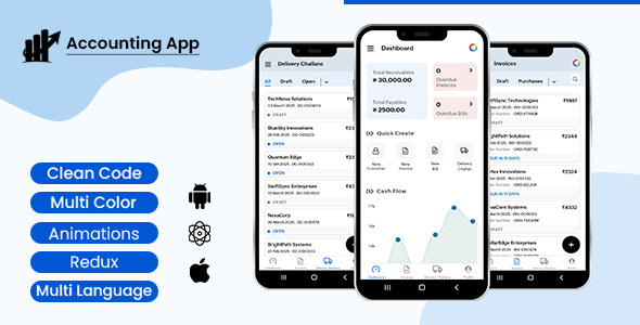 Accounting App - Invoice Generator | Business Ledger  React Native iOS/Android App Template