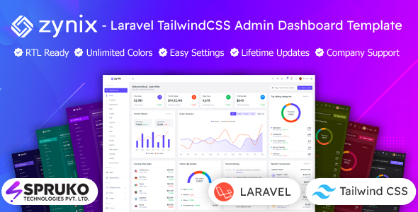 Zynix - Laravel TailwindCSS Admin Dashboard Template