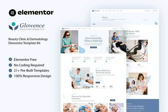 Glowence - Beauty Clinic & Dermatology Elementor Template Kit