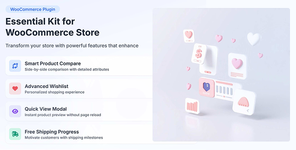 Essential Kit For WooCommerce - Product Compare, Wishlist, Quick View, Free Shipping and Size chart