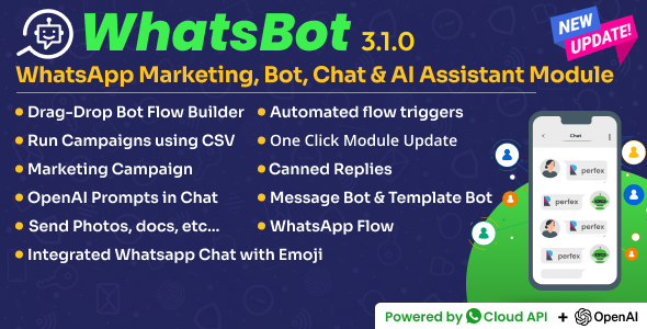 WhatsBot - WhatsApp Marketing, Bot, Chat & AI Personal Assistant Module for Perfex CRM
