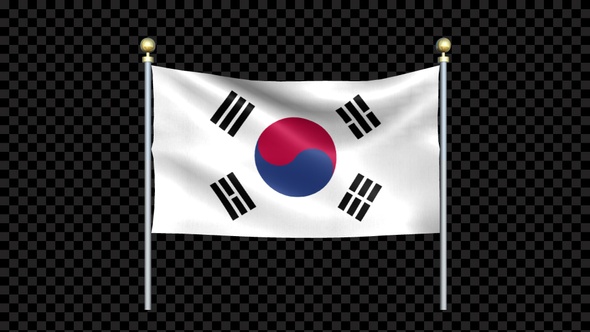 Flag Of South Korea Waving In Double Pole Looped