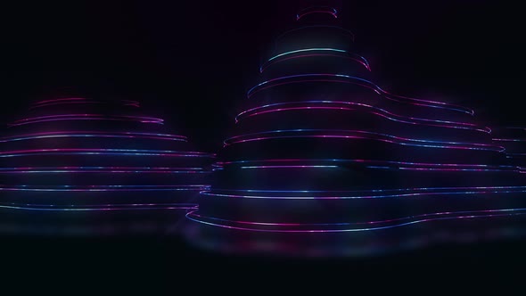 Neon Glowing Strings Landscape Motion