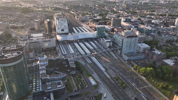 Utrecht Urban City Skyline and Central Station Business District Architecture Real Estate Project in