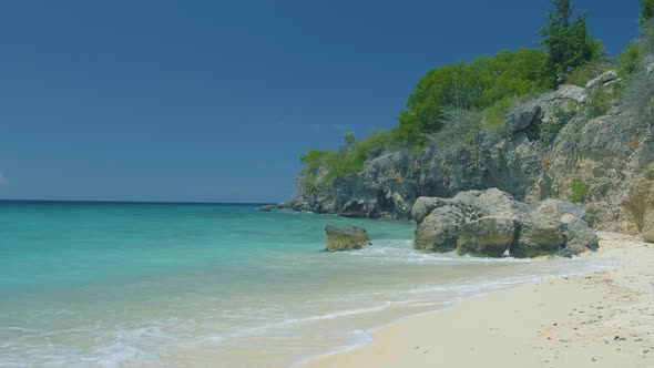 View of the White Beach Grote Knip Curacao Netherlands with a Blue Ocean Curacao Caribbean Island