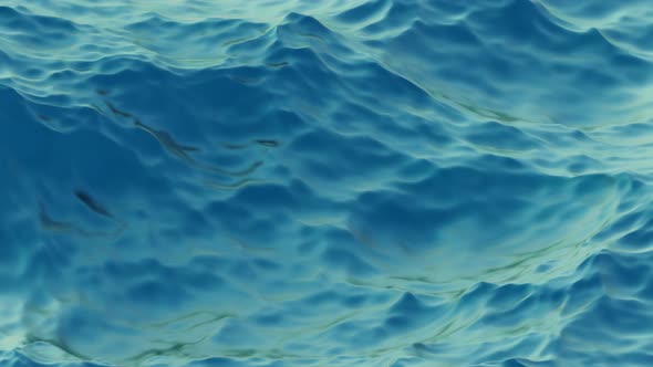 Loop animation of blue water waves surface, beautiful background.