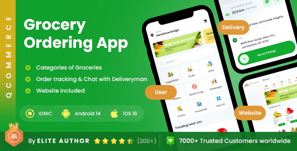 4 App Template| Online Grocery Ordering App| Order & Delivery App| Retail Website| Ionic 8 Qcommerce