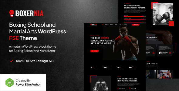 Boxernia – Boxing School & Martial Arts Gutenverse FSE WordPress Theme