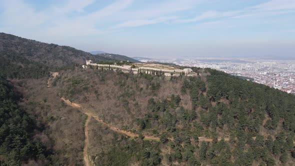 Aerial View Overhead Historical City Castle