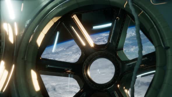 Cockpit View From International Space Station Operating Nearby of Planet Earth alt
