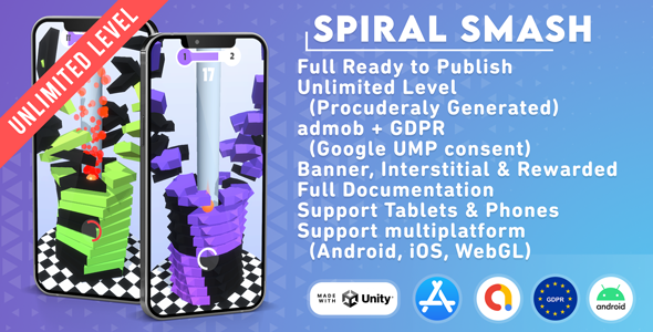Spiral Smash - Unity Project (Admob + Android / iOS / WebGL)