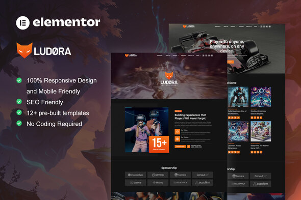 Ludora - Game Developer & Studio Elementor Pro Template Kit
