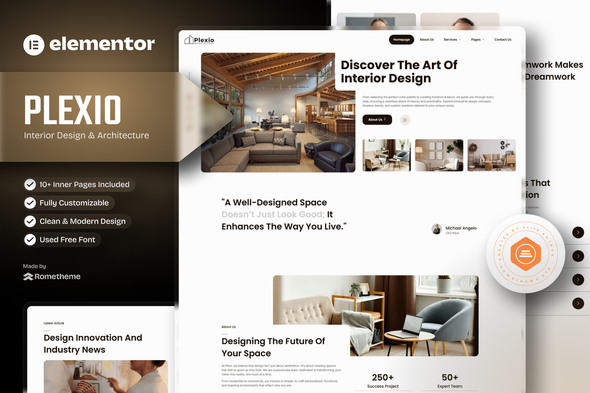 Plexio - Interior Design & Architecture Elementor Template Kit