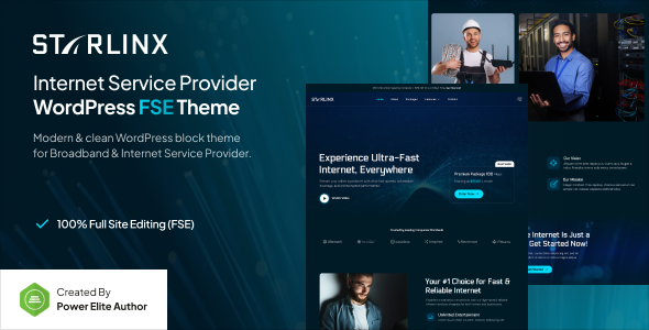 Starlinx – Broadband & Internet Service Provider Gutenverse FSE WordPress Theme